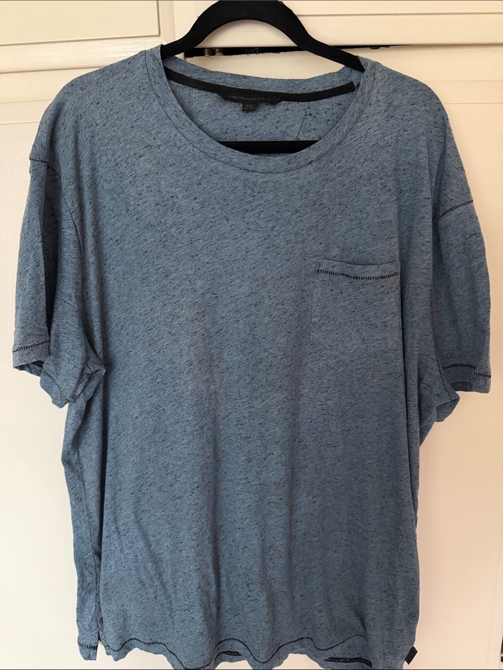 John Varvatos Short Sleeve Crewneck Pocket Tee - Dusty Blue
